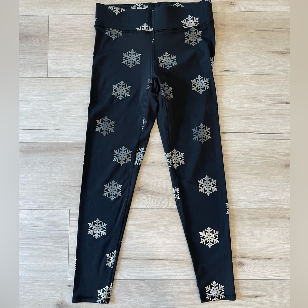 [Terez] Wide Waist Band Full Length Snowflake Legging Size L